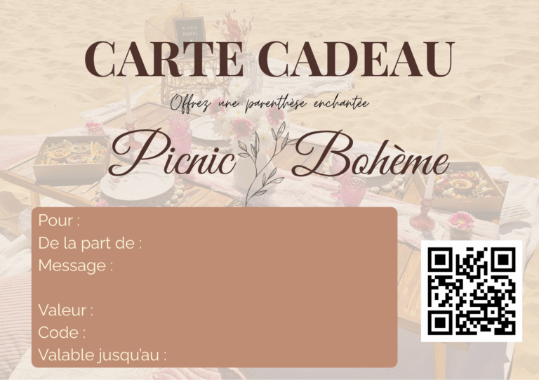 Carte cadeau Pique nique chic et bohème