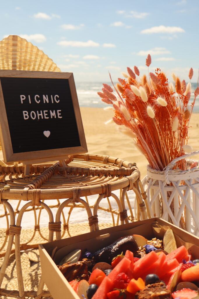 Picnic Boheme ambiance sunset à la plage