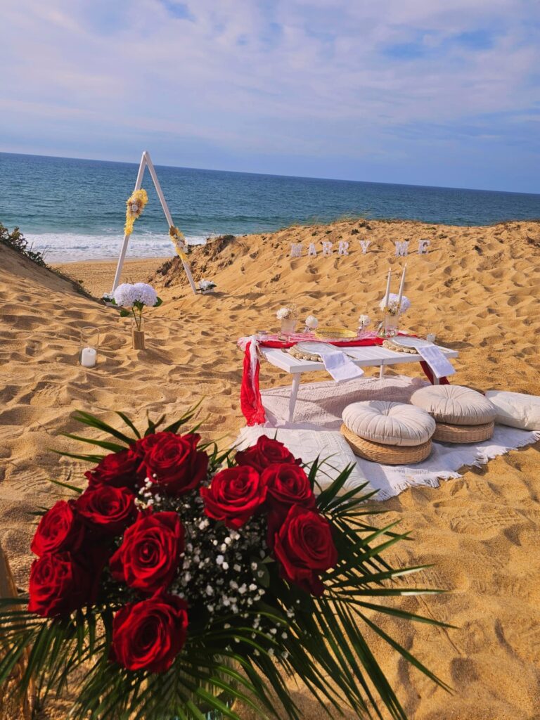 Picnic chic et boheme de demande en mariage